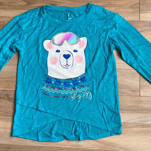 3/$12 polar bear cozy glitter graphic top w sequin casual long sleeve L 10/12 - Picture 10 of 17